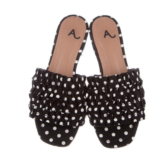 ALEXACHUNG Polka-dot ruffle slides - Picture 2 of 7